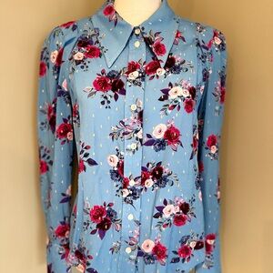 Smythe Blue Floral Shirt with Gold Accents